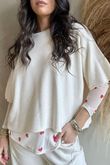 Bobby Mesh Layering Top Heart Warm White & Red