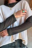 Bobby Mesh Layering Top Plain Dark Khaki