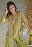 Bobby Mesh Layering Top Stripe Olive & Pink /3=