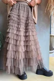 Bowie Mesh Midaxi Skirt Earth 