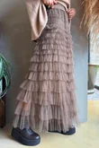 Bowie Mesh Midaxi Skirt Earth 