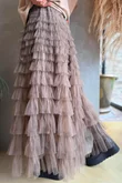 Bowie Mesh Midaxi Skirt Earth 