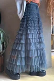 Bowie Mesh Midaxi Skirt Blue Steel 