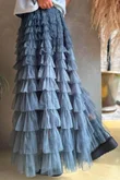 Bowie Mesh Midaxi Skirt Blue Steel 