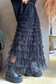 Bowie Mesh Midaxi Skirt Black 