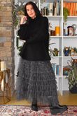 Bowie Micro Leopard Mesh Midaxi Skirt Black