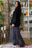 Bowie Micro Leopard Mesh Midaxi Skirt Black