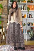 Bowie Micro Leopard Mesh Midaxi Skirt Natural