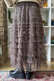 Bowie Micro Leopard Mesh Midaxi Skirt Natural