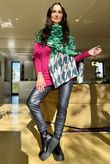 Brick Lane Leopard Houndstooth Shawl Scarf Jade /50=
