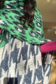 Brick Lane Leopard Houndstooth Shawl Scarf Jade /50=