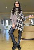 Brick Lane Leopard Houndstooth Shawl Scarf Neutral /50=