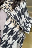 Brick Lane Leopard Houndstooth Shawl Scarf Neutral /50=