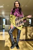 Brick Lane Leopard Houndstooth Shawl Scarf Pink /50=