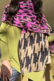 Brick Lane Leopard Houndstooth Shawl Scarf Pink /50=
