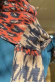 Brick Lane Leopard Houndstooth Shawl Scarf Rust /50=
