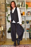 Burlington Stretch Button Pocket Barrel Pant Navy