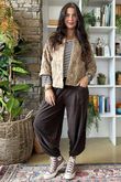 Cabbage Rose Cotton Quilted Jacket Camel