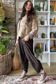 Cabbage Rose Cotton Quilted Jacket Camel
