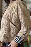 Cabbage Rose Cotton Quilted Jacket Camel