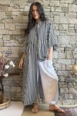 Callie Stripe Maxi Shirt Dress Black