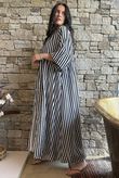 Callie Stripe Maxi Shirt Dress Black