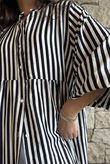 Callie Stripe Maxi Shirt Dress Black