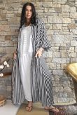 Callie Stripe Maxi Shirt Dress Black