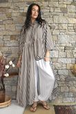 Callie Stripe Maxi Shirt Dress Chocolate