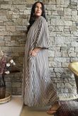 Callie Stripe Maxi Shirt Dress Chocolate