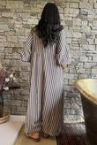 Callie Stripe Maxi Shirt Dress Chocolate