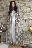 Callie Stripe Maxi Shirt Dress Chocolate