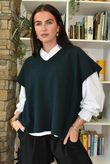 Conrad Cap Sleeve Tank Dark Bottle Green