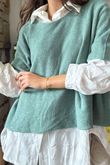 Conrad Layer Knit Deep Sage Marl