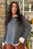 Conrad Round Neck Skim Knit Dark Grey Marl