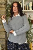 Conrad Round Neck Skim Knit Light Grey Marl