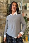 Conrad Round Neck Skim Knit Light Grey Marl