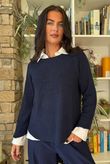 Conrad Round Neck Skim Knit Navy