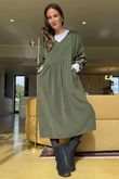 Cooper Needlecord Smock Dress Deep Moss /14 =