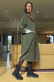 Cooper Needlecord Smock Dress Deep Moss /14 =