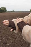 Cosy Cuff Fingerless Gloves Dark Brown Marl