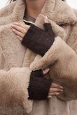 Cosy Cuff Fingerless Gloves Dark Brown Marl