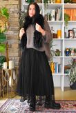 Darcey Dancing Hem Tulle Midi Skirt Black