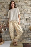 Daughter Of Ibiza Indira Shirring Cuff Pant Ochre & Rose Pre order 14 days