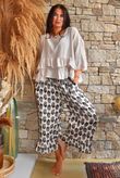 Daughter Of Ibiza Indira Frill Kick Pant Black & Earth