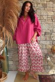 Daughter Of Ibiza Indira Frill Kick Pant Fuchsia & Marigold