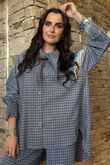 Donald Plaid Brushed Cotton Neckerchief Blouse Denim