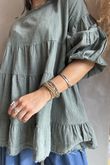 Driftwood Bell Sleeve Smock Top Khaki