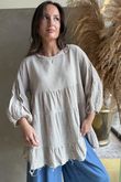 Driftwood Bell Sleeve Smock Top Stone