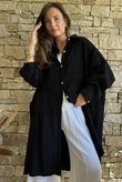 Dusk Bubble Cotton Duster Jacket Black